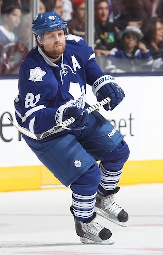 TORONTO, CANADA - SEPT 22:  Phil Kessel #81 of the Toronto Maple Leafs skates in a pre-season game against the Buffalo Sabres on Sept 22, 2013 at the Air Canada Centre in Toronto, Ontario, Canada. (Photo by Claus Andersen/Getty Images)